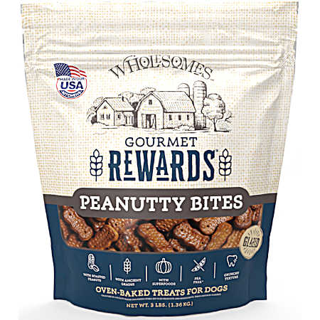3 lbs Gourmet Rewards Peanutty Bites Dog Treats