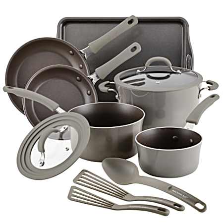 11 Pc Gray Cook & Create Nonstick Cookware Set