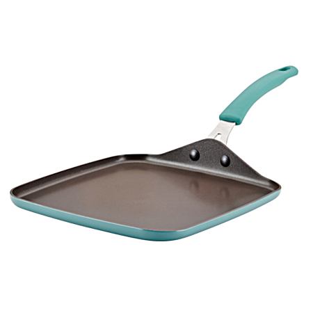 11 in Agave Blue Cook + Create Nonstick Square Griddle Pan