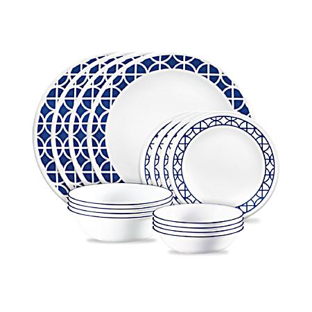 Cobalt Circles 16 Pc. Mugless Dinnerware Set
