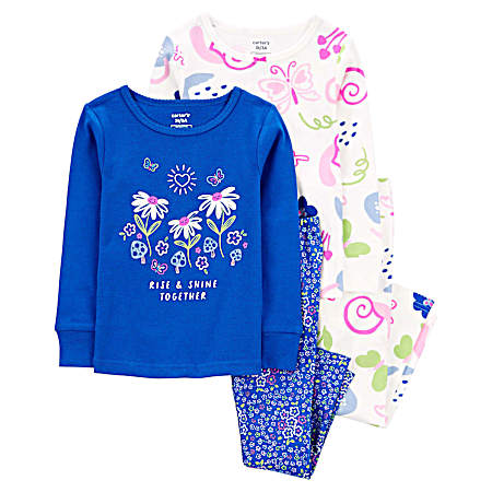 Toddler Girls' Flowery Pajamas - 4 Pc