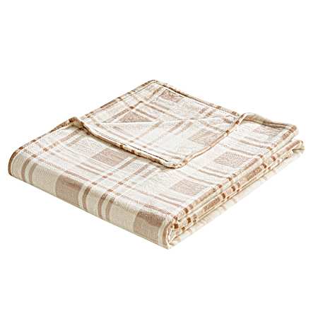 Taupe Plaid Velvet Blanket