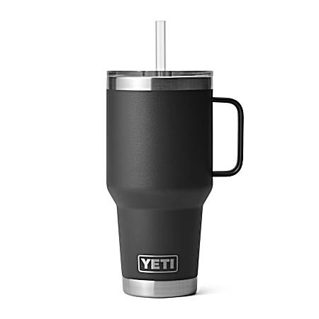 35 oz. Black Rambler Mug w/ Straw