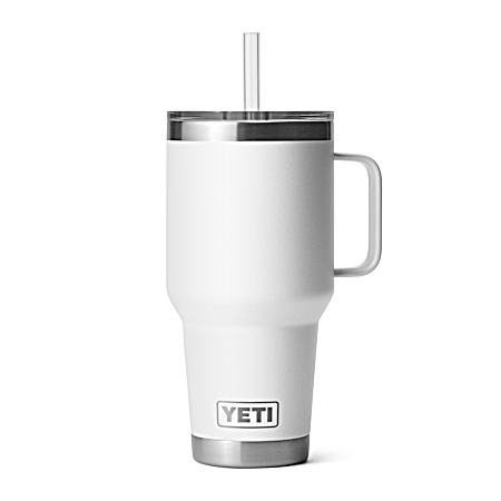 35 oz. White Rambler Mug w/ Straw