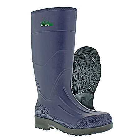 Women's Blue PVC Plain Toe Boots