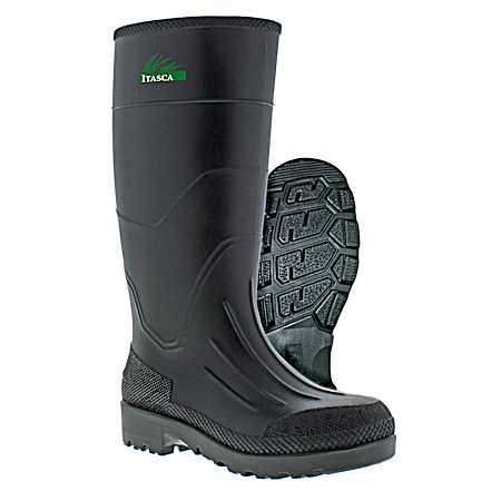 Men's Black PVC Plain Toe Boots