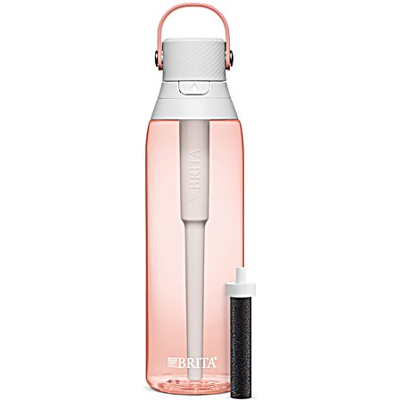 26 oz. Blush Pink Plastic Water Bottle with Filter 