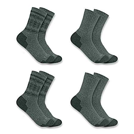 Ladies' Heavyweight Synthetic-Wool Blend Crew Socks - 4 Pk