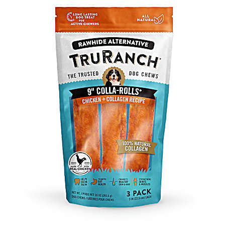 Colla-Rolls Chicken + Collagen Recipe Rawhide Alternative Dog Chews