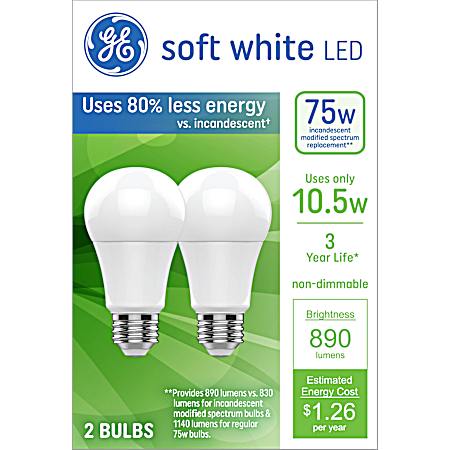 75W LED Soft White General Purpose Light Bulbs - 2 Pk