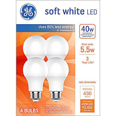 40W LED Soft White General Purpose Light Bulbs - 4 Pk