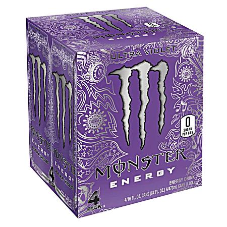 16 oz Ultra Violet Zero-Sugar Energy Drink - 4 Pk