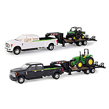 1/32 Scale Ford F-350 w/ 5th Wheel Trailer & 5075E Tractor