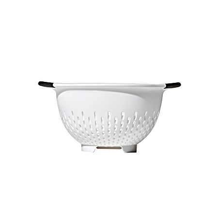 3 qt White Plastic Colander with Green Handles