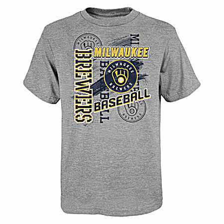 Youth Heather Gray Milwaukee Brewers Cotton Poly Jersey Short Sleeve Tee