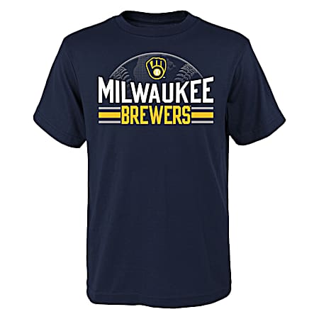 Youth Navy Milwaukee Brewers Cotton Jersey Short Sleeve Tee