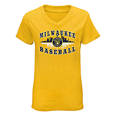 Youth Yellow Milwaukee Brewers Cotton Jersey Short Sleeve Tee