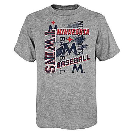 Youth Heather Gray Minnesota Twins Cotton Poly Jersey Short Sleeve Tee