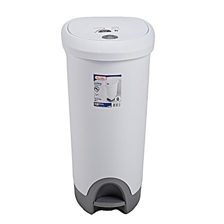 12.6 gal White Locking Step On Wastebasket