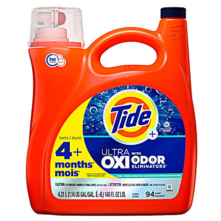 146 oz HE Turbo Clean Odor Eliminators Ultra Oxi Liquid Laundry Detergent
