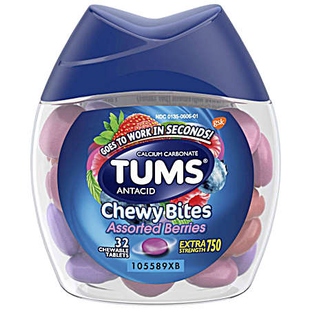 Chewy Bites Assorted Berry Chewable Antacid Tablets - 32 Ct