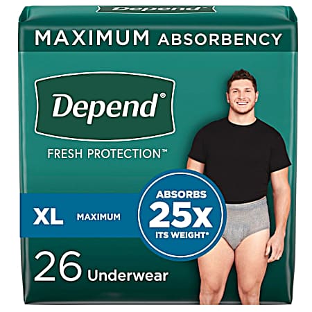 26 ct XL Men's Fit-Flex Adult Incontinence Underwear Maximum Absorbency