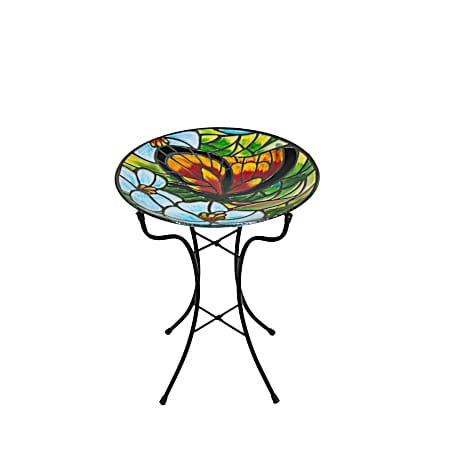 15 in. Glass Birdbath Butterfly