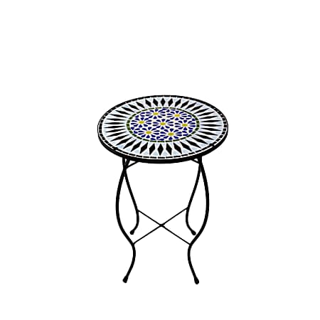 14 in. Black/Blue Mosaic Side Table