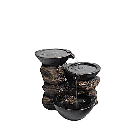 3 Tier Bowls w/ Rock Fountain