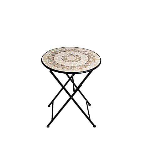 24 in. Brown Mosaic Folding Side Table
