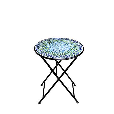 24 in. Blue/Green Mosaic Folding Side Table