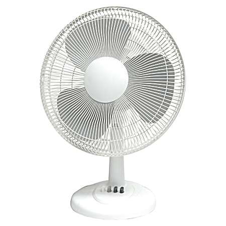 16 in White Oscillating Table Fan