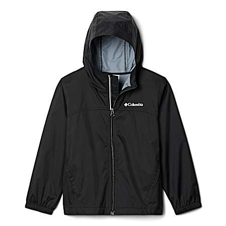 Boys' Glennaker Black Hooded Full Zip Rain Jacket