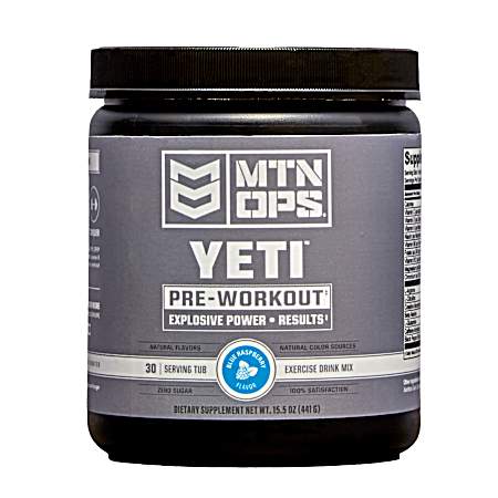 15.87 oz Yeti Blue Raspberry Scoop Explosive Pre-Workout