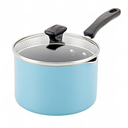 CookStart 3 Qt. Covered Straining Saucepan - Aqua