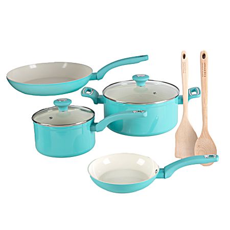 Everyday Rexford 8 pc Ceramic Nonstick Cookware Set - Base Teal