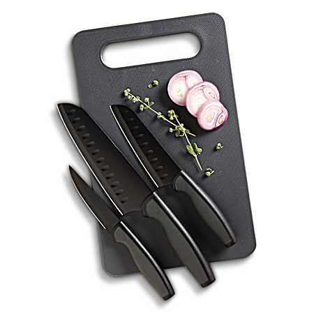 4 Pc Cutlery Knife Set with Cutting Board