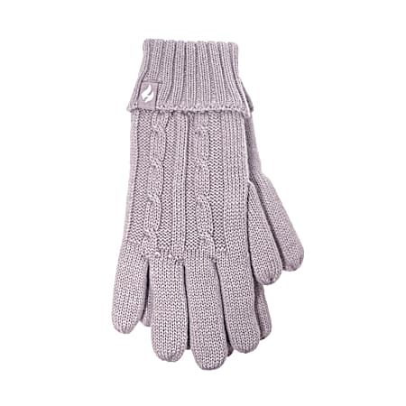 Women's Lilac Amelia Cable Knit Gloves