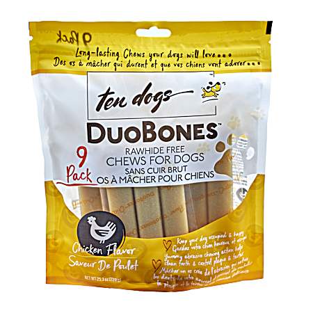 DuoBones Chicken Rawhide-Free Dog Treats - 9 Pk