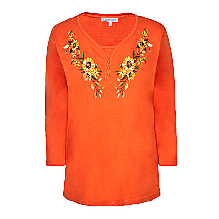 Women's Embroidered Twofer 3/4 Sleeve Shirt