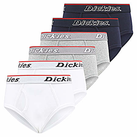 Men's White/Grey/Black Assorted Briefs - 6 Pk