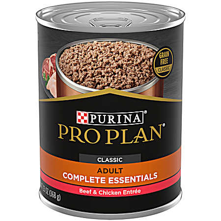 Pro Plan Complete Essentials Grain Free Adult Classic Beef & Chicken Entrée Wet Dog Food, 13 oz