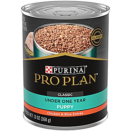 Pro Plan Puppy Classic Chicken & Rice Entrée Wet Dog Food, 13 oz