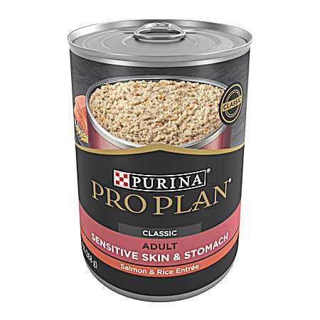 Pro Plan Adult Sensitive Skin & Stomach Classic Salmon & Rice Entree Wet Dog Food, 13 oz