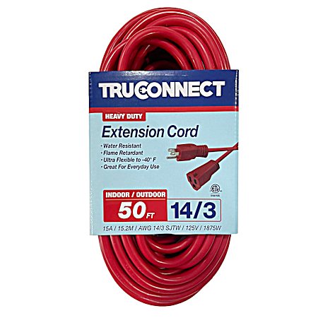14/3 SJTW Solid Red Non-Lighted End Extension Cord