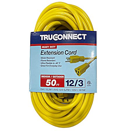 12/3 SJTW Solid Yellow Non-Lighted End Extension Cord