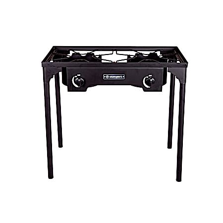 2-Burner Base Camp Stove w/ Cast Iron Burners & Stand