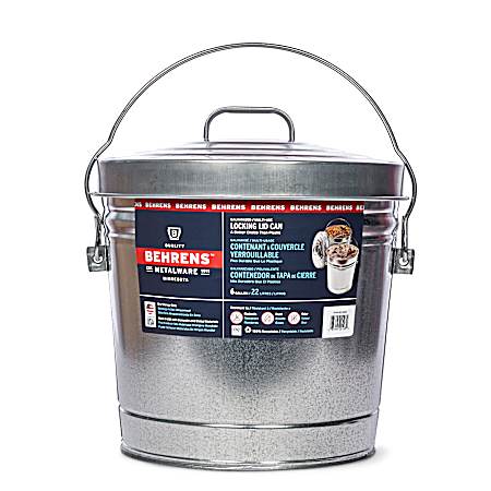 6 gal Silver Round Galvanized Steel Trash Can w/ Locking Lid