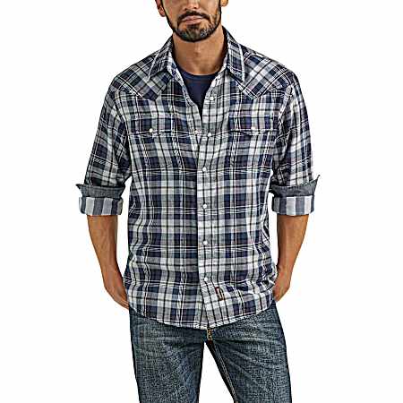 Men's Retro Prem Snap Button Front Long Sleeve Shirt