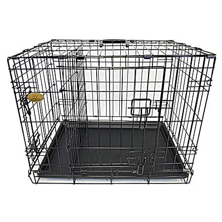 36 in L x 23 in W x 27 in H 2-Door Folding Kennel Crate w/ Divider & Tray